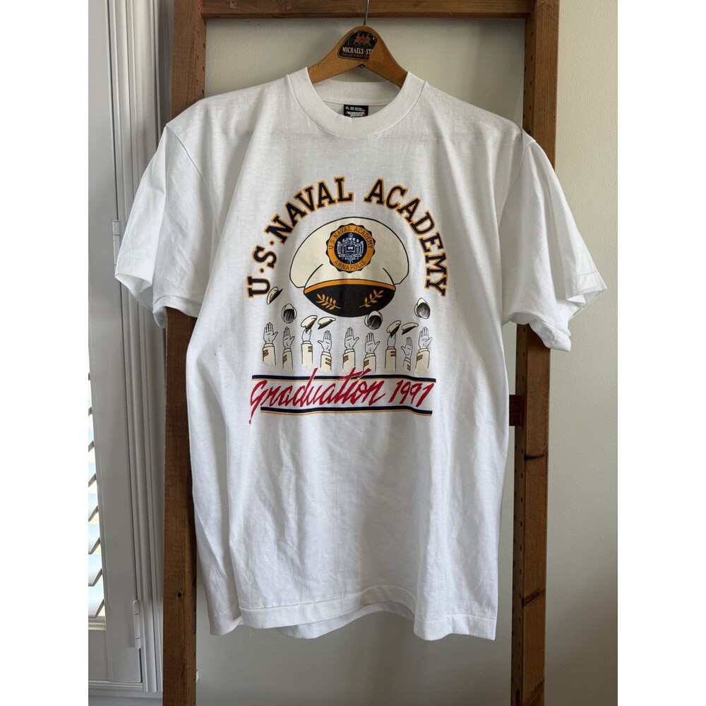 Vintage United States Naval Academy T Shirt 1991 Single Stitch Men XL Graduation